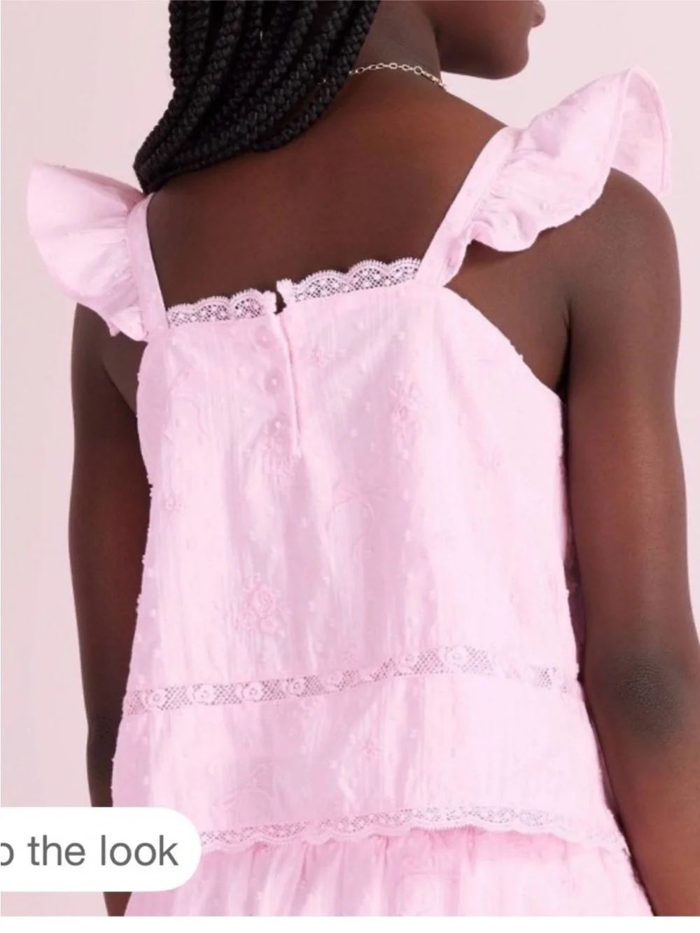 LoveShackFancy Girls Pink Ruffle Eyelet Tank Top